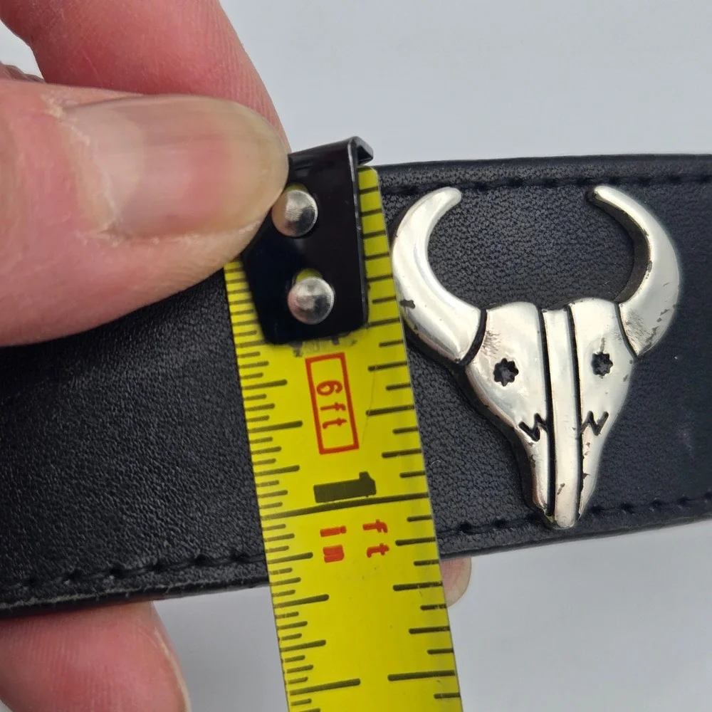 Vintage Silver Creek Black Leather Western Belt Animal Conchos Sz‎ 30 USA Made